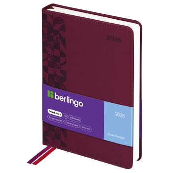 Ежедневник датированный 2026г., А5, 184л., кожзам, Berlingo 