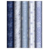 Упаковочная бумага глянц. 70*100см, MESHU "Snowfall", 80г/м2, ассорти 5 дизайнов