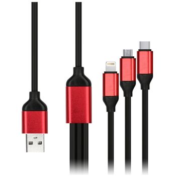Кабель Smartbuy 3в1 универсальный, Micro-USB/Lightning/Type C, 1,2м, черный Кабель Smartbuy 3в1 универсальный, Micro-USB/Lightning/Type C, 1,2м, черный